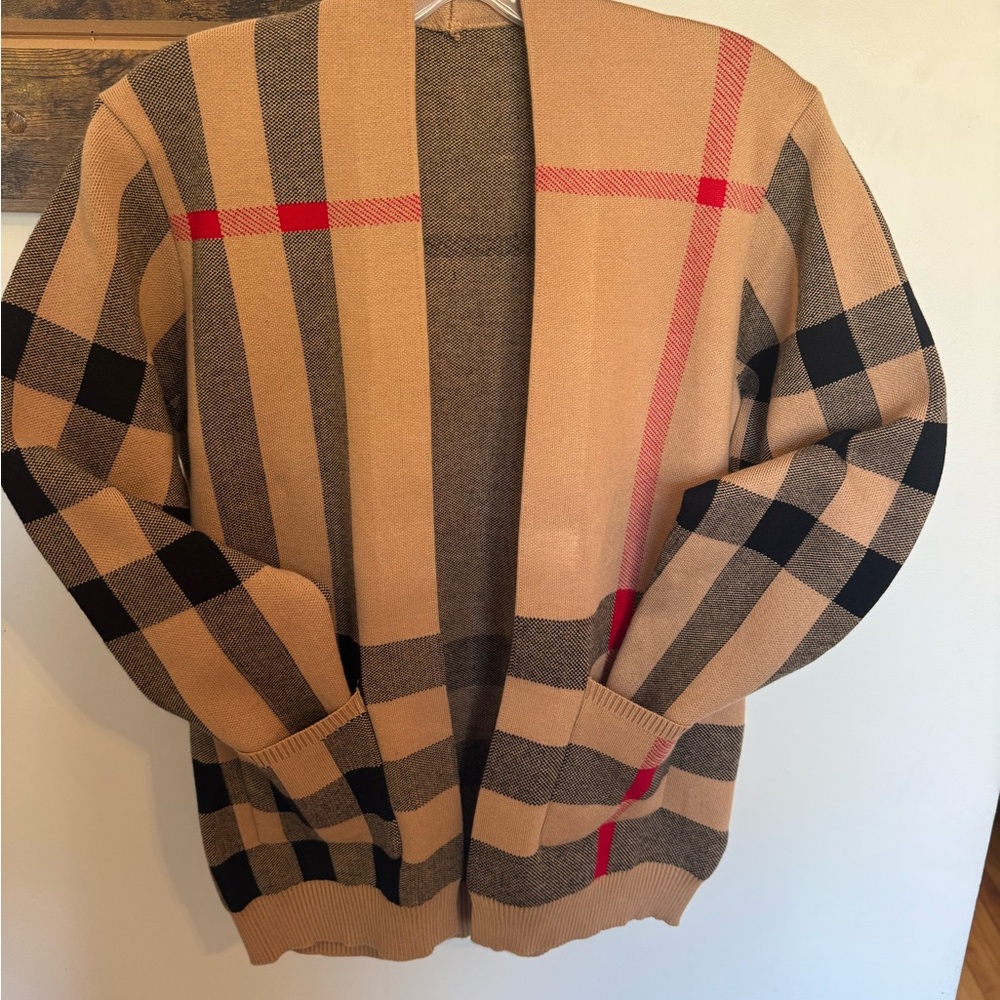 NWOT XL Burberry Style Cardigan